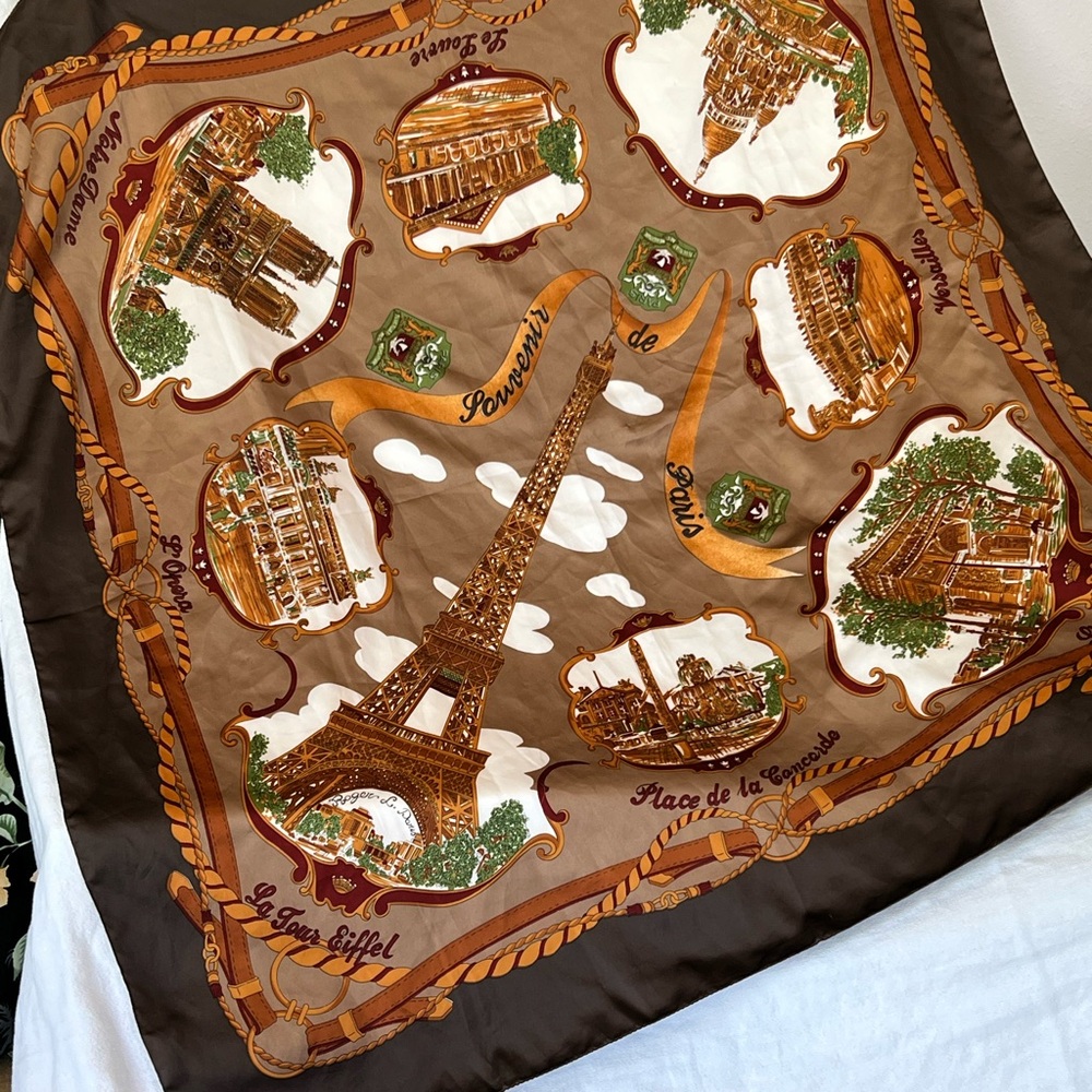 Elegant Brown and Green Parisian Scarf